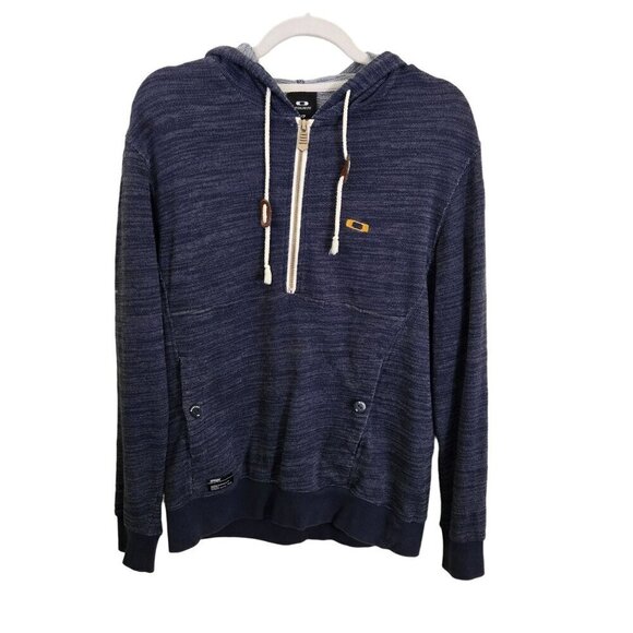 Oakley Navy Space Dye Regular Fit 1/4 Zip Hoodie Pockets Size S - Picture 1 of 9